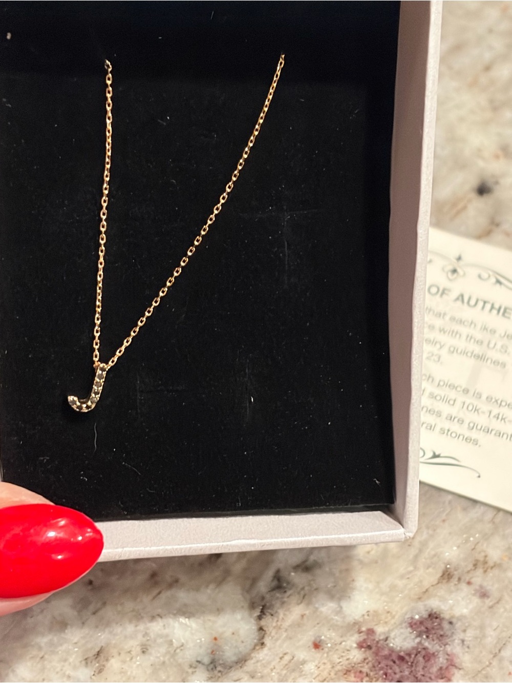 Delicate Gold Initial J Necklace - Women Jewelry Rose Gold Black diamond